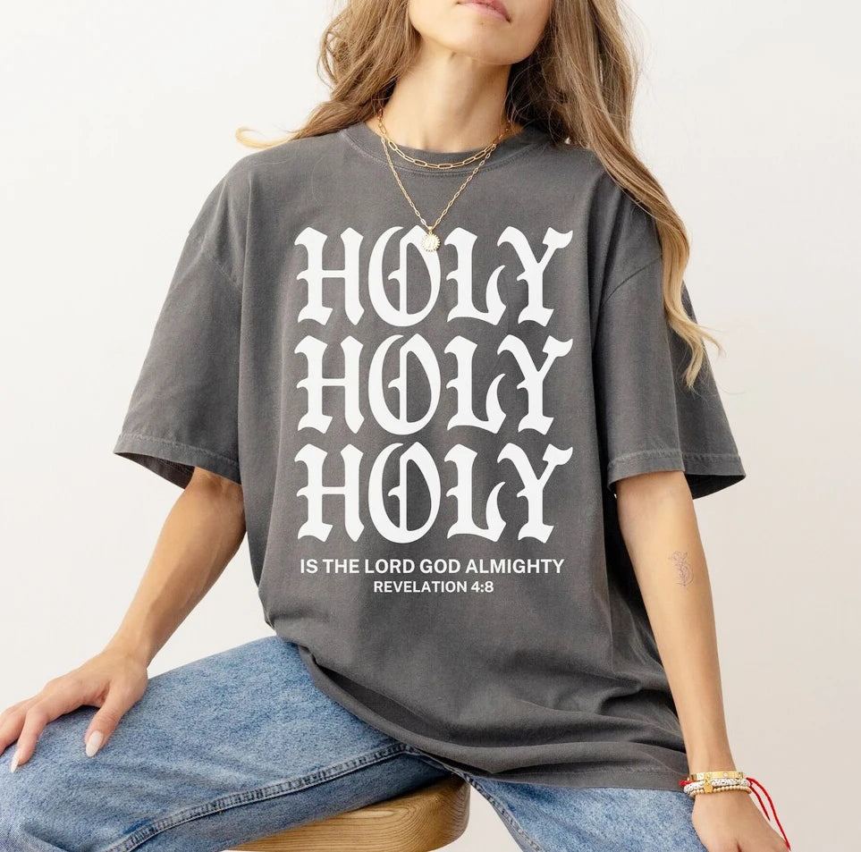 Holy is The Lord God Almigh Oversized T-Shirt Christian Loose Tee  Jesus Apparel Shirts Women Trendy Casual cotton Aesthetic Top