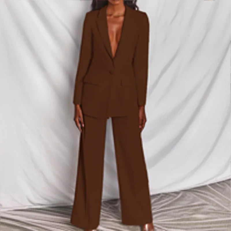 Women Blazer + Pants Sets Two Piece Spring Autumn Fashion Work Pant Suits OL Single Breasted Jacket Formal Suit Outfits